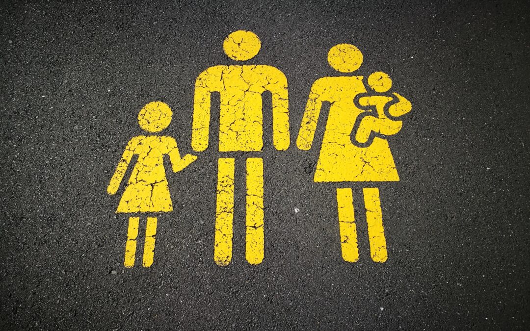 Family parking sign on street